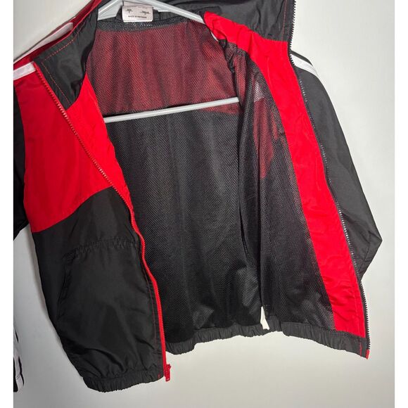 Adidas Kids Track Jacket Size 5 Red Black 3-Stripes Full Zip Lightweight - Picture 5 of 6